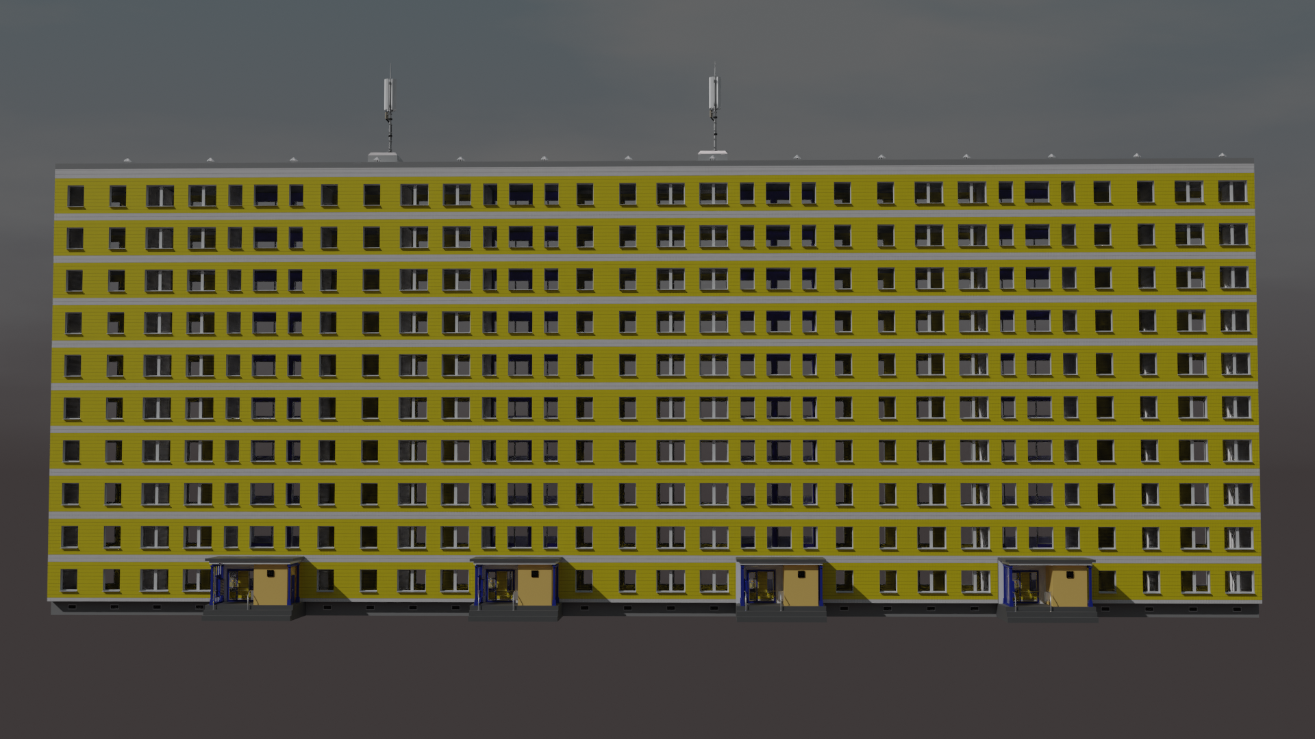 Modular Instustrialized Apartment Block (Low Poly) preview image 4